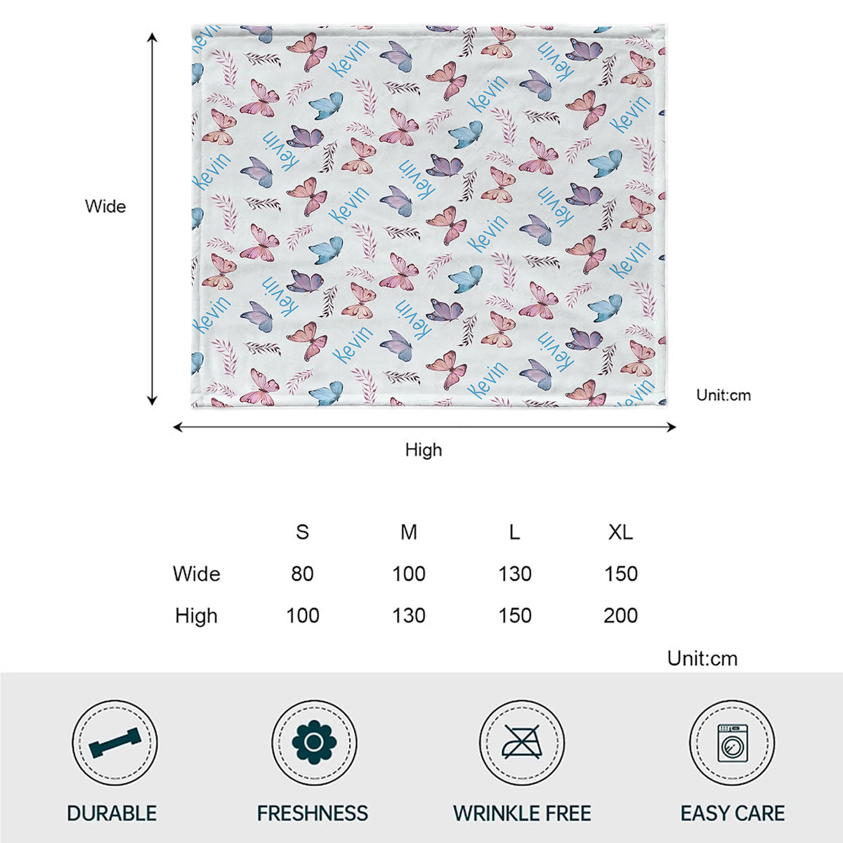 Schmetterlingsdecke mit individuellem Namen – personalisierte Decke für den Enkel