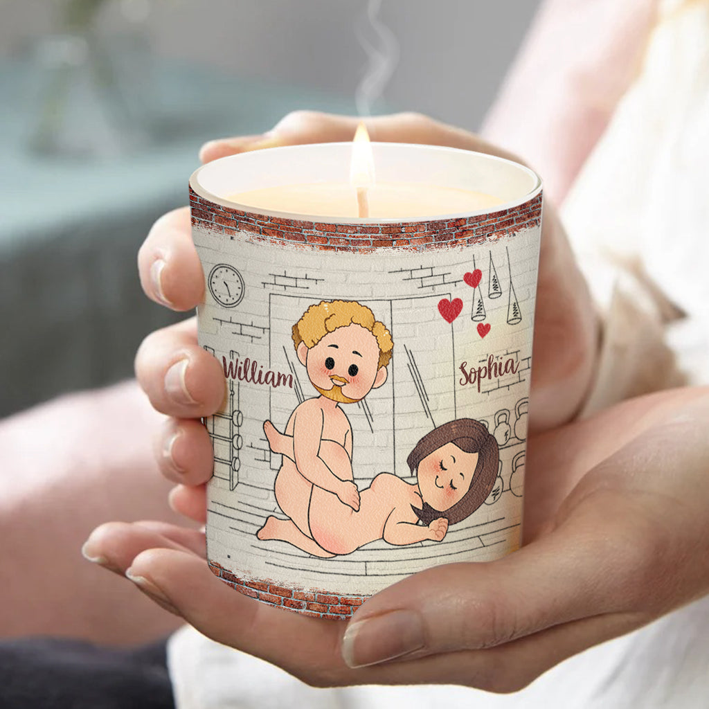 Cardio Workout - Personalized Couple Candle With Wooden Lid