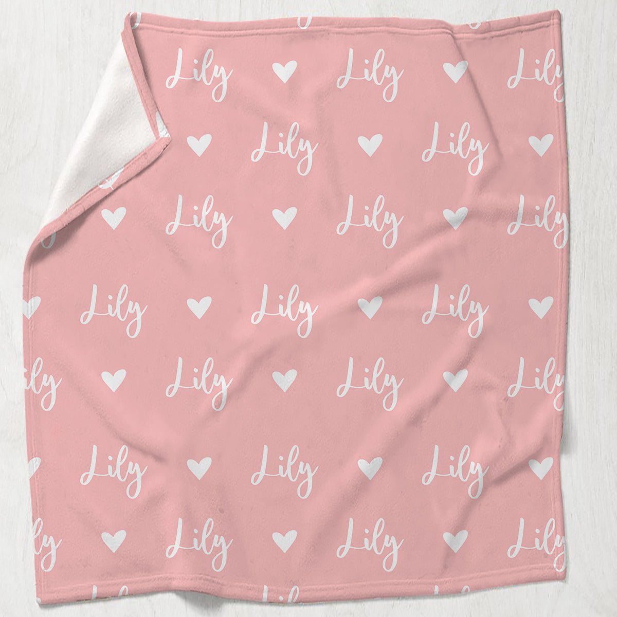 Custom Name Heart Pattern - Personalized Sibling Blanket