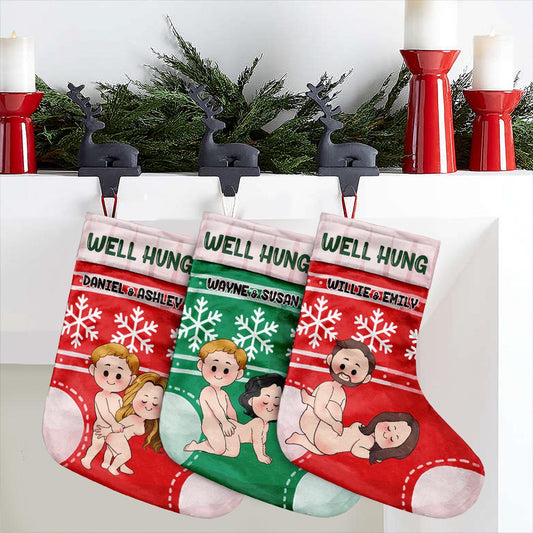 Well Hung - Personalized Couple Christmas Stockings