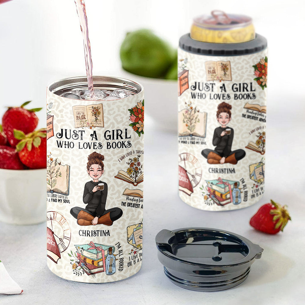 Just A Girl Who Loves Books - Personalized Book Can Cooler