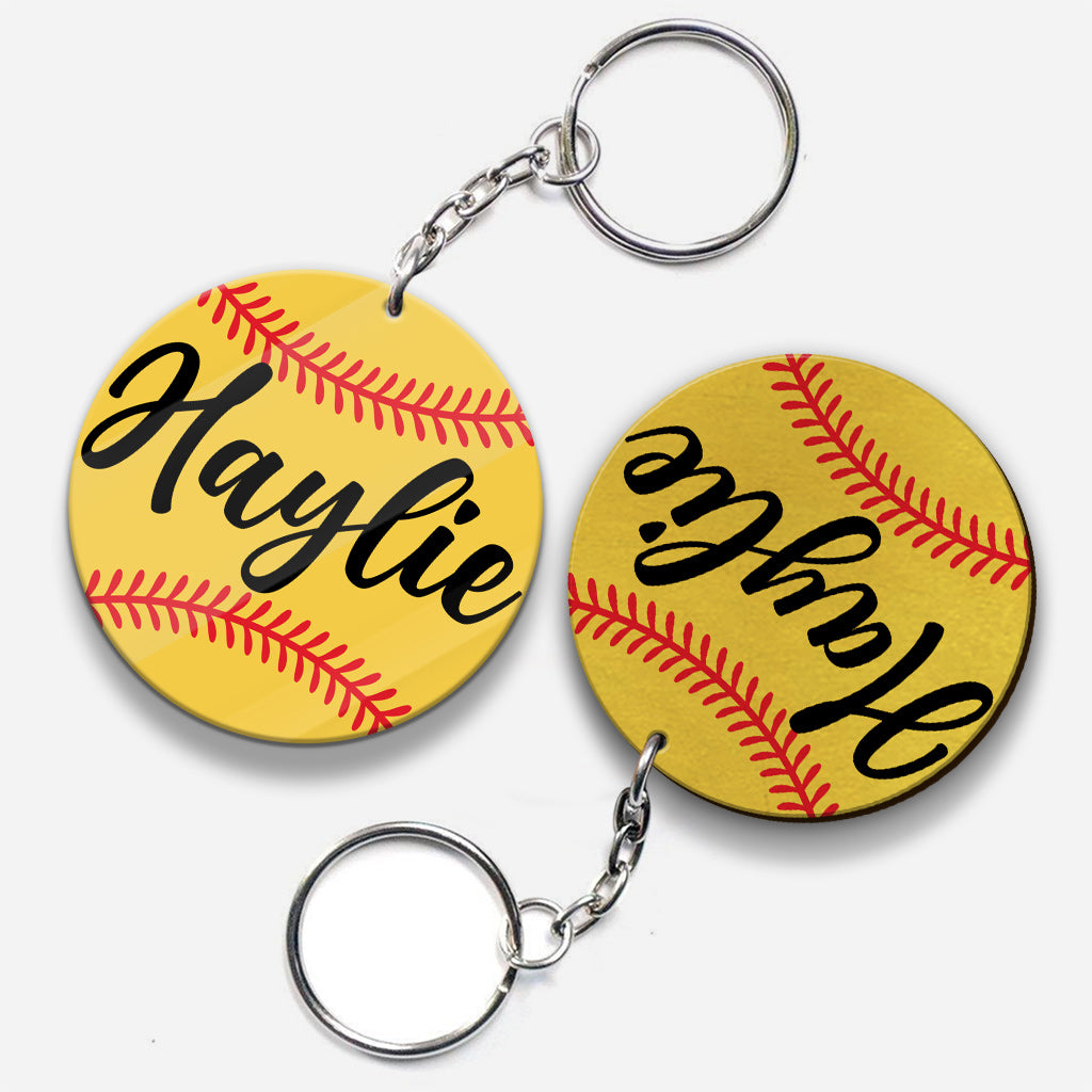 Love Baseball - Personalized Softball Keychain