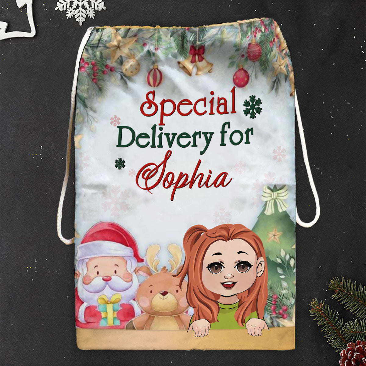 Special Delivery - Personalized Family Drawstring Tote Bag