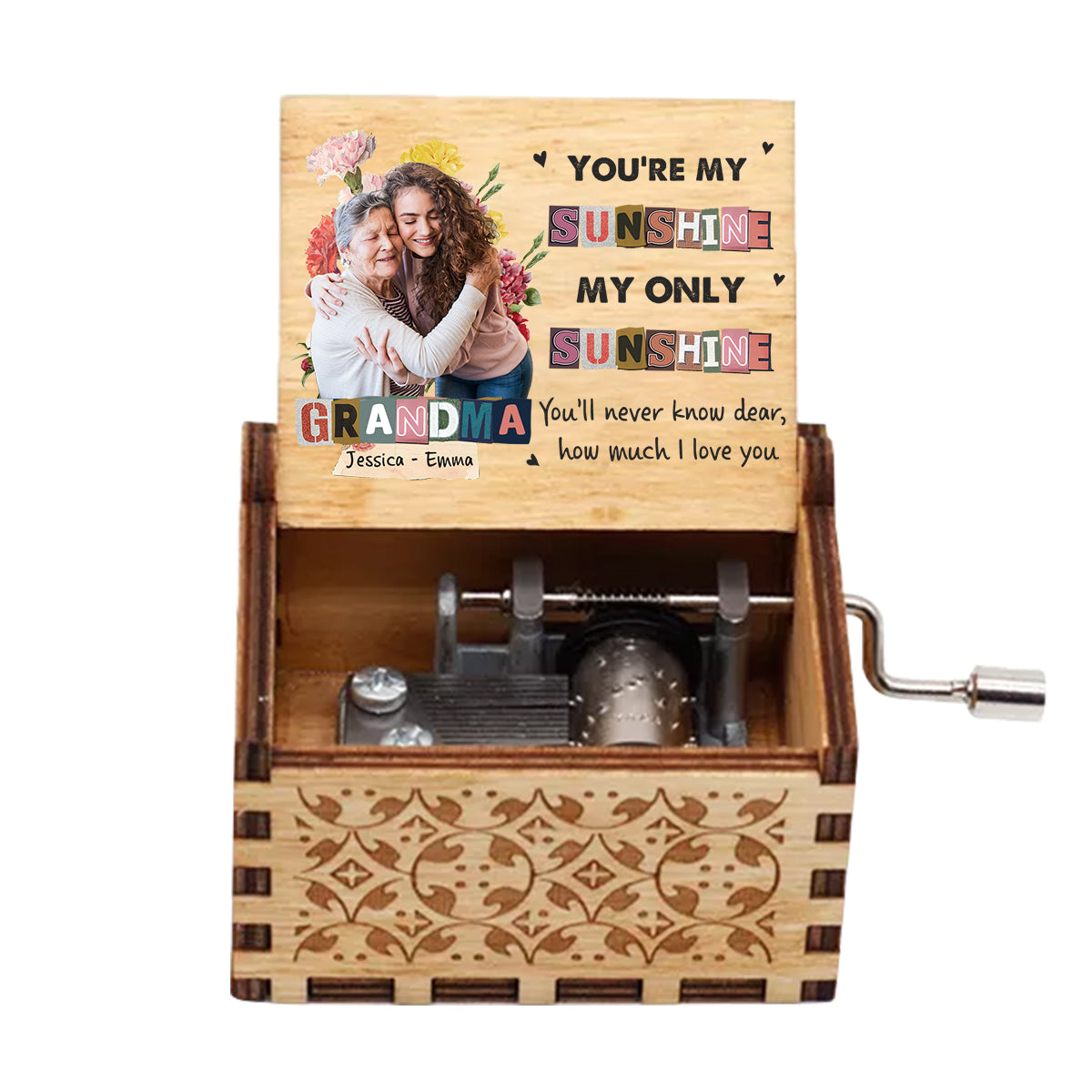 You Are My Sunshine - Gift for mom, grandma - Personalized Hand Crank Music Box