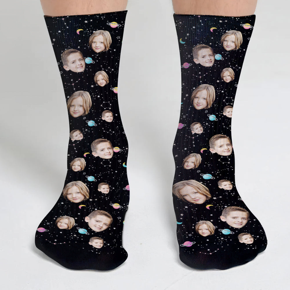 Custom Face Galaxy - Personalized Sibling Socks