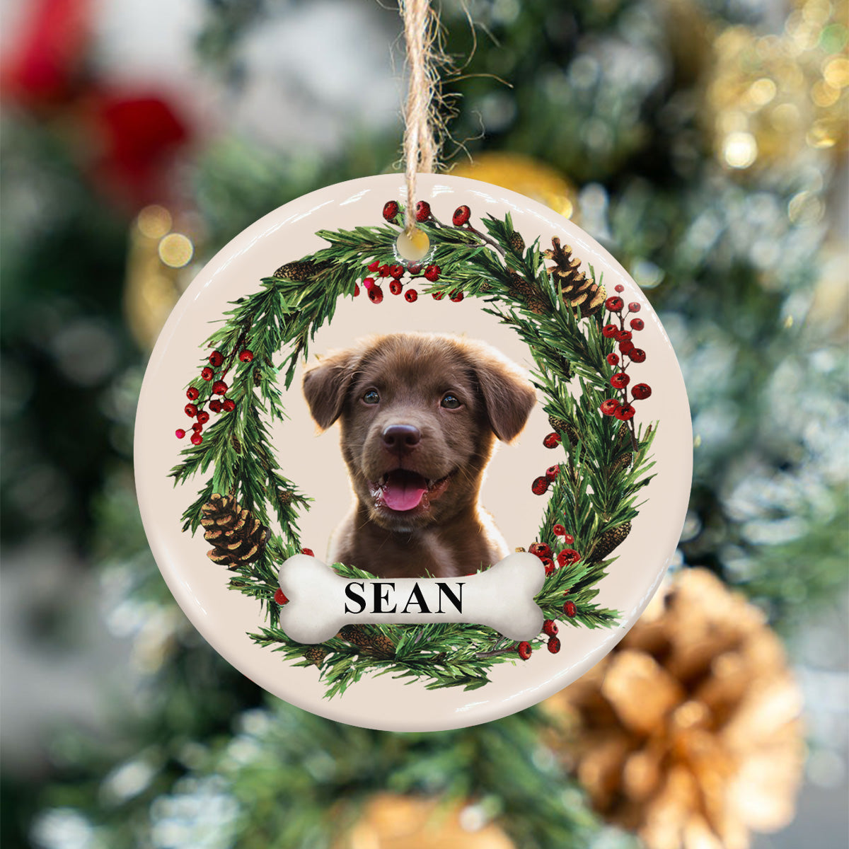 Lovely Dog/Cat Face - Personalized Dog Ceramic Circle Ornament