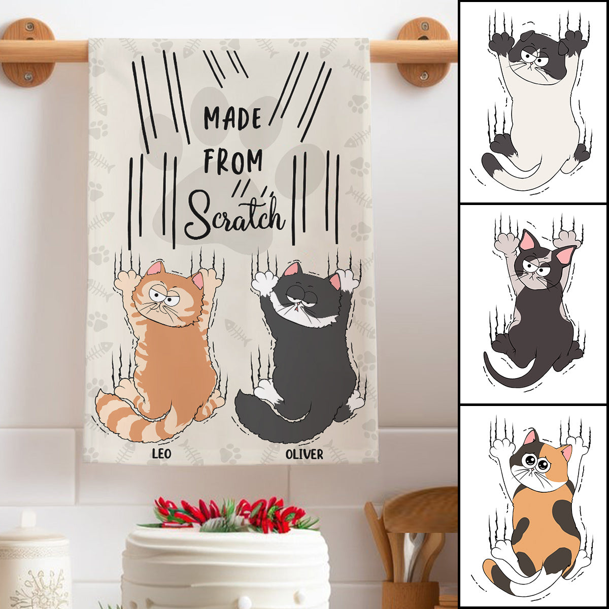 Handgemachtes, personalisiertes Katzenhandtuch