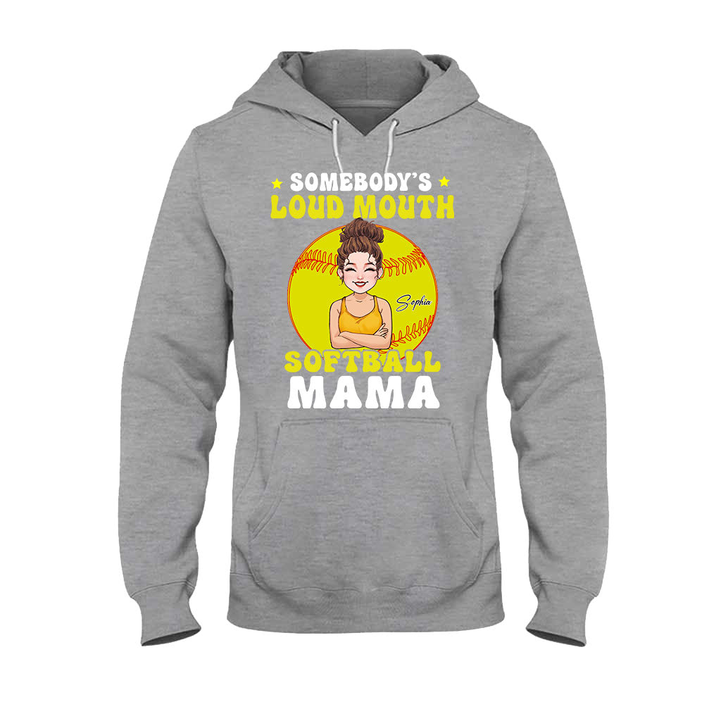Loud Mouth Softball Mama - Personalized Softball T-shirt And Hoodie