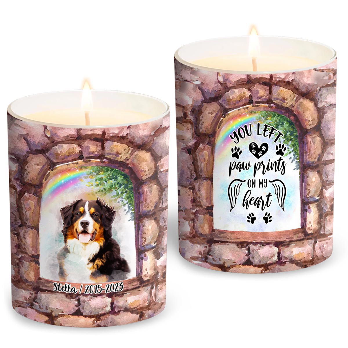 No Longer By My Side - Personalized Dog Candle With Wooden Lid