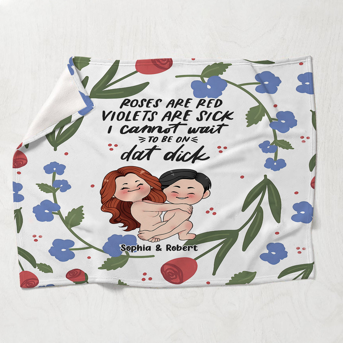 Rose Are Red Violet Are Sick - Personalized Couple Blanket