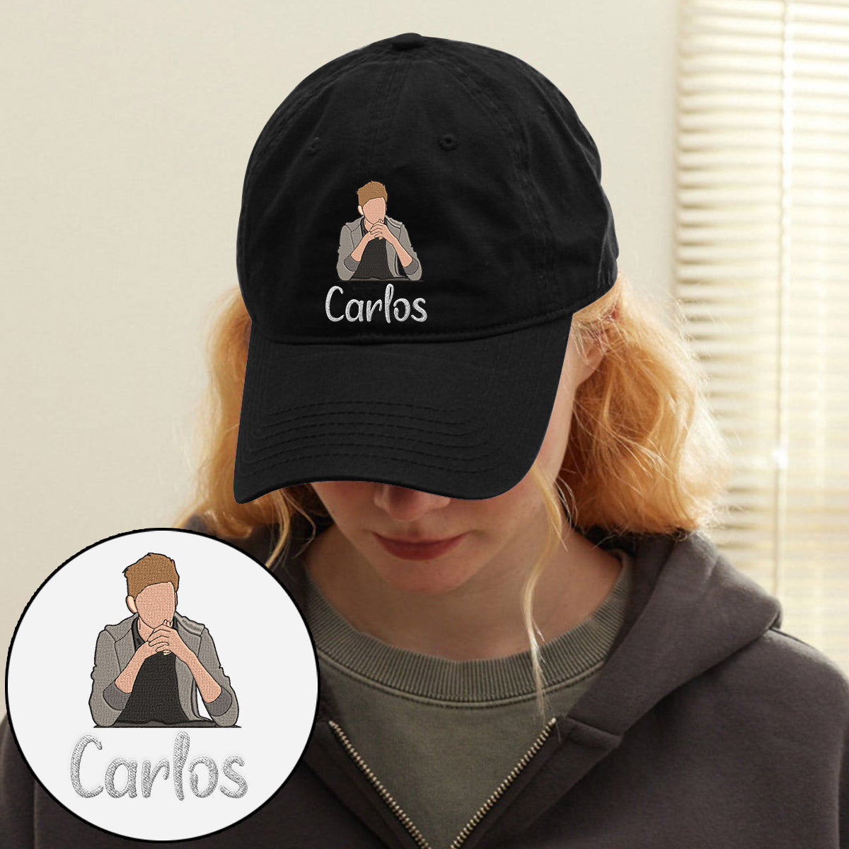 Individuelles 2D-Foto – Personalisierte, bestickte klassische Onkel-Kappe