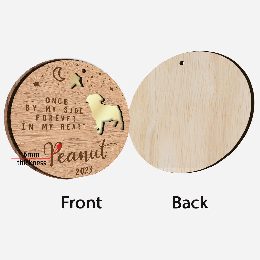 Einmal an meiner Seite, für immer in meinem Herzen – Personalisierter Hunde-Spiegel-Holzanhänger