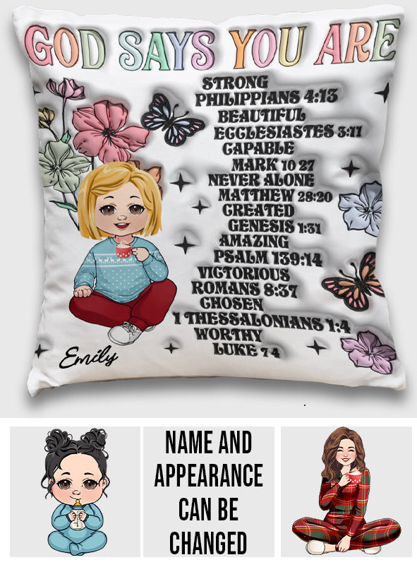 God Says You Are - Personalized Kid Throw Pillow