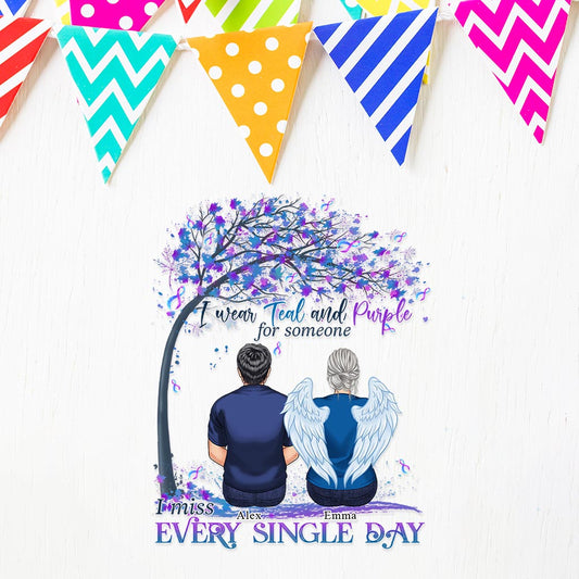 I Wear Teal And Purple - Personalized Suicide Prevention Decal Full