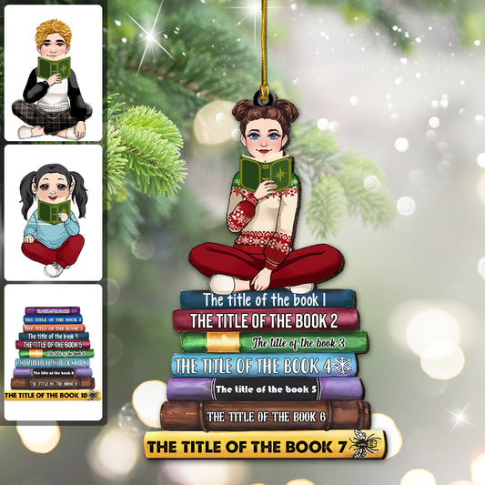 Bookstack with Custom Titles - Personalized Book Ornament