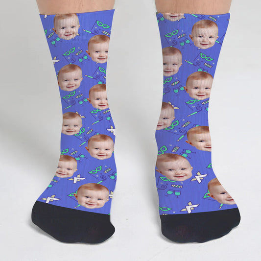 Chaussettes personnalisées pour petit-fils - Motifs de fête personnalisés