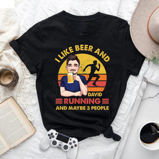 Ich mag Bier und Laufen – personalisiertes Lauf-T-Shirt und Hoodie