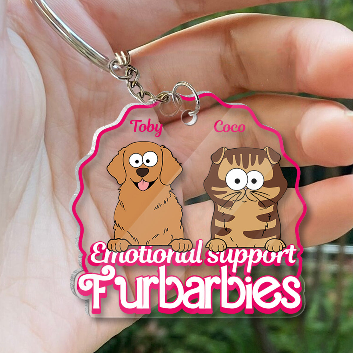 Emotional Support - Gift for dog lovers, cat lover - Personalized Transparent Keychain