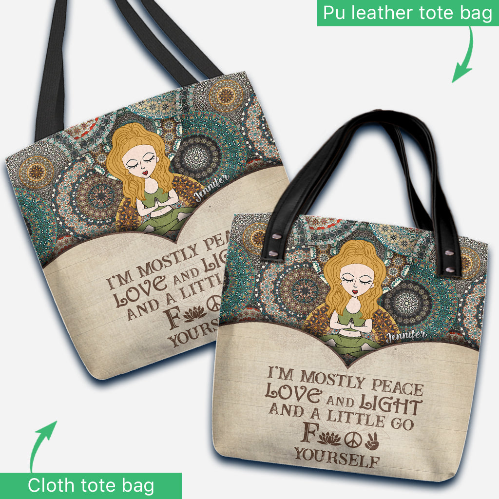 I'm Mostly Peace - Personalized Yoga Tote Bag