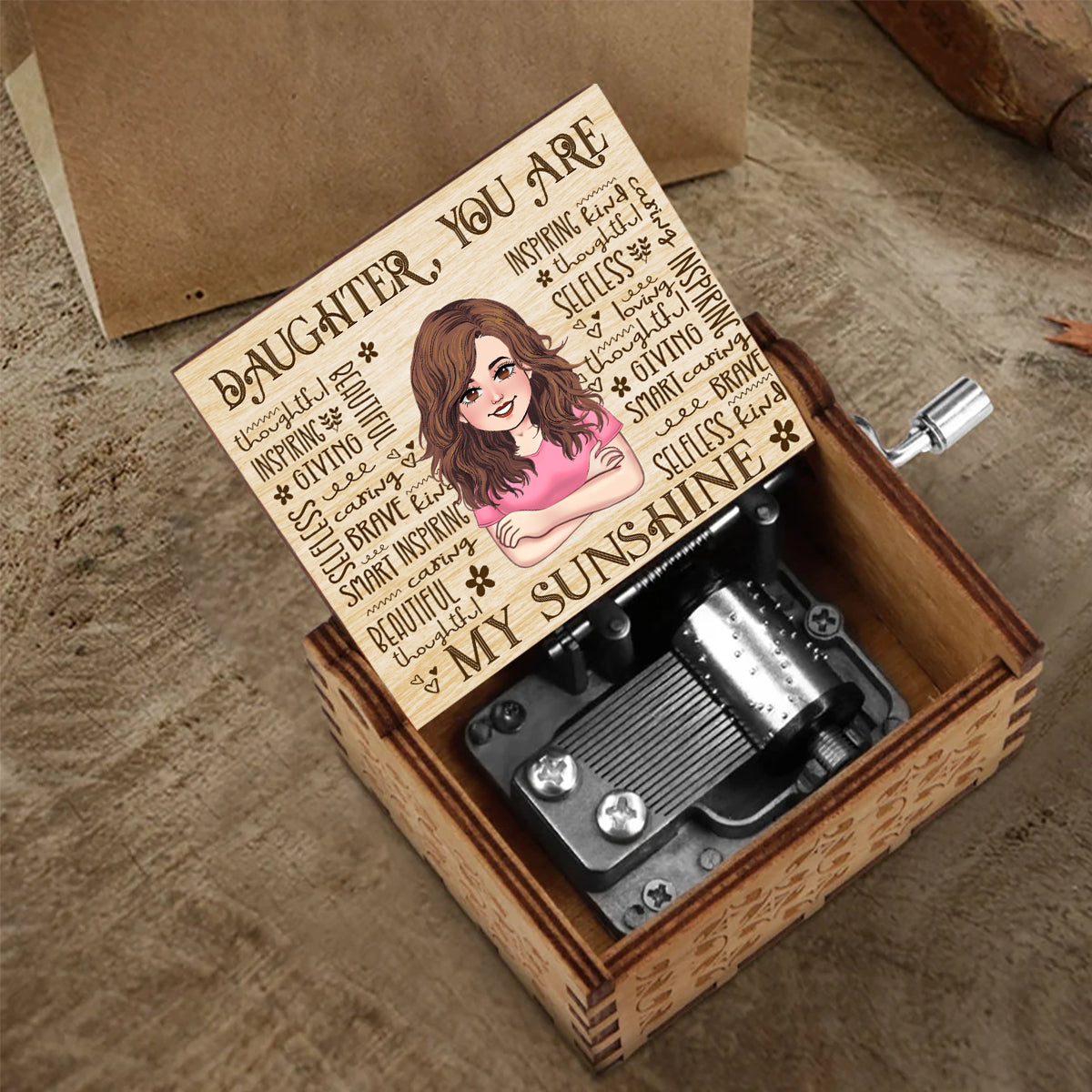 Mom You Are My Sunshine - Gift for mom, grandma, daughter, wife, aunt - Personalized Hand Crank Music Box