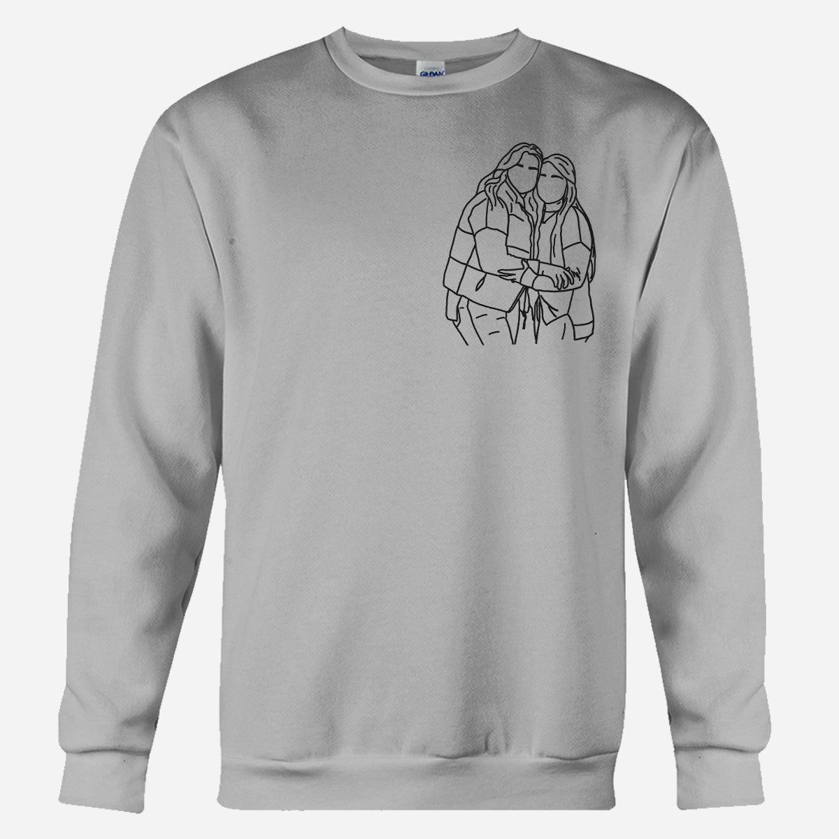 Custom Line Art - Personalized Sibling Embroidered Sweater