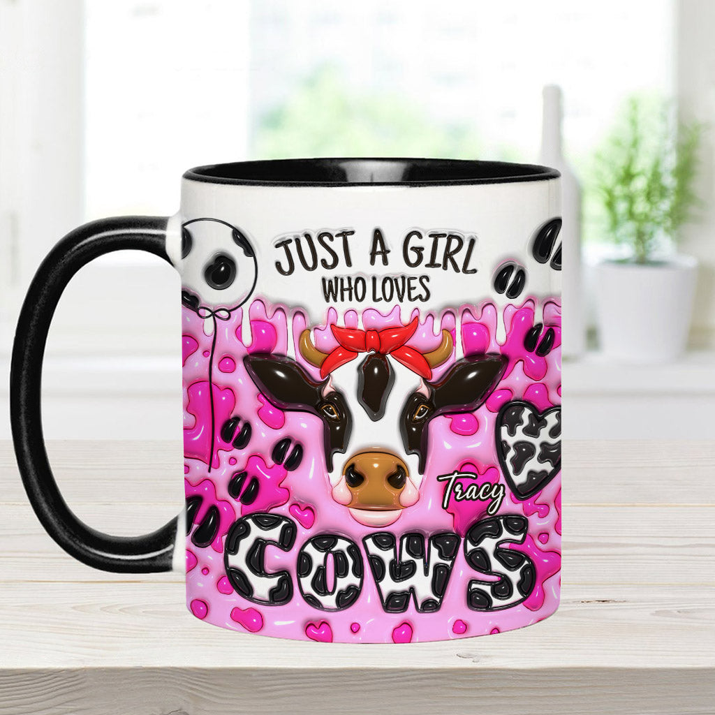 Mug personnalisé « Juste une fille qui aime les vaches » avec motif vache
