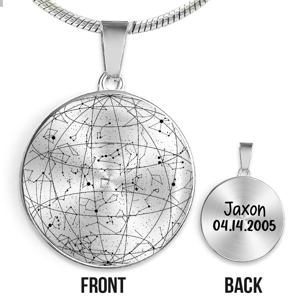 The Night You Were Born - Personalized Son Round Pendant Necklace