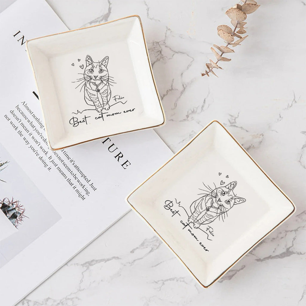Best Cat Mom / Dog Mom Ever - Gift for cat lovers, dog lover - Personalized Jewelry Dish