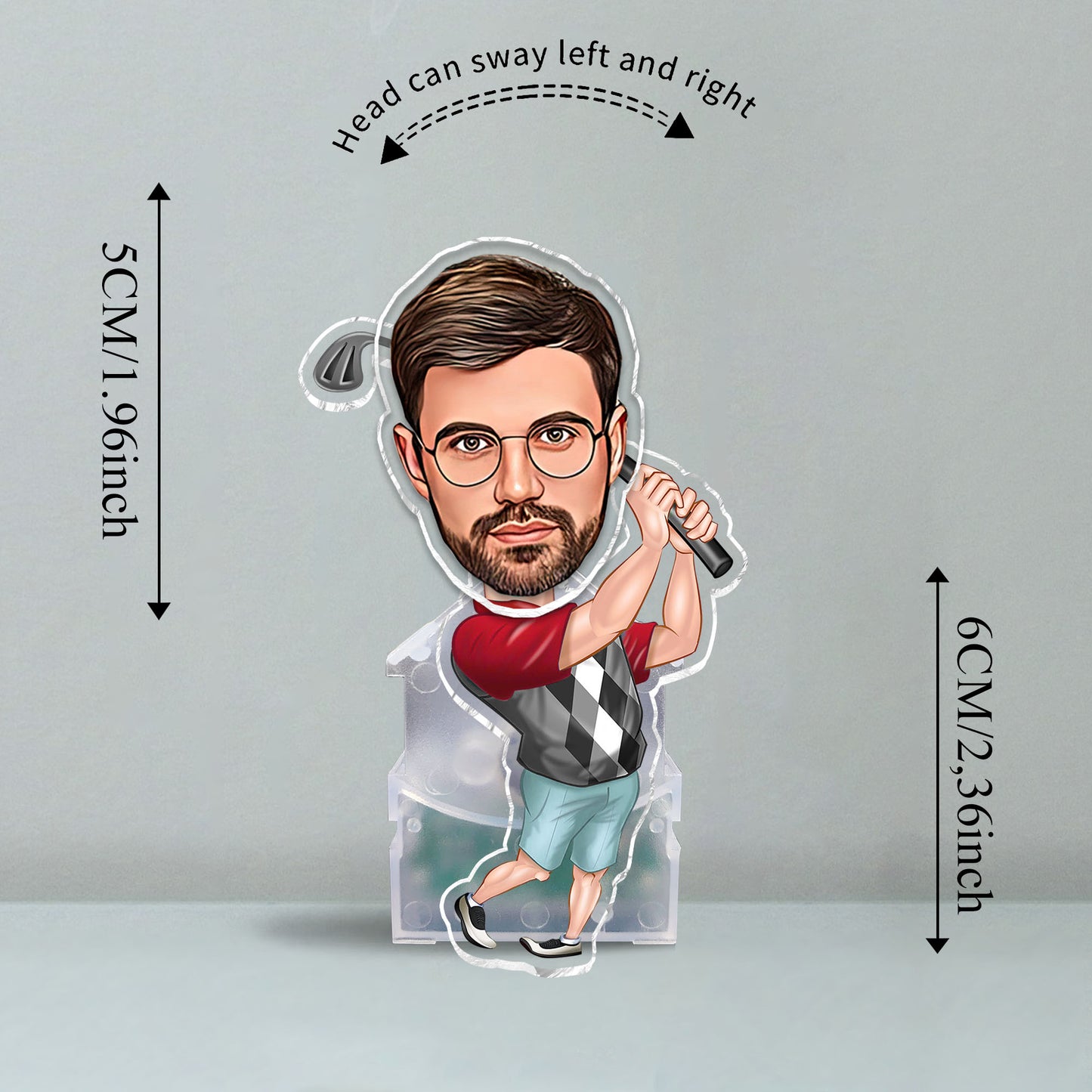 Lustige Fotofigur – Personalisierter Golf-Wackelkopf