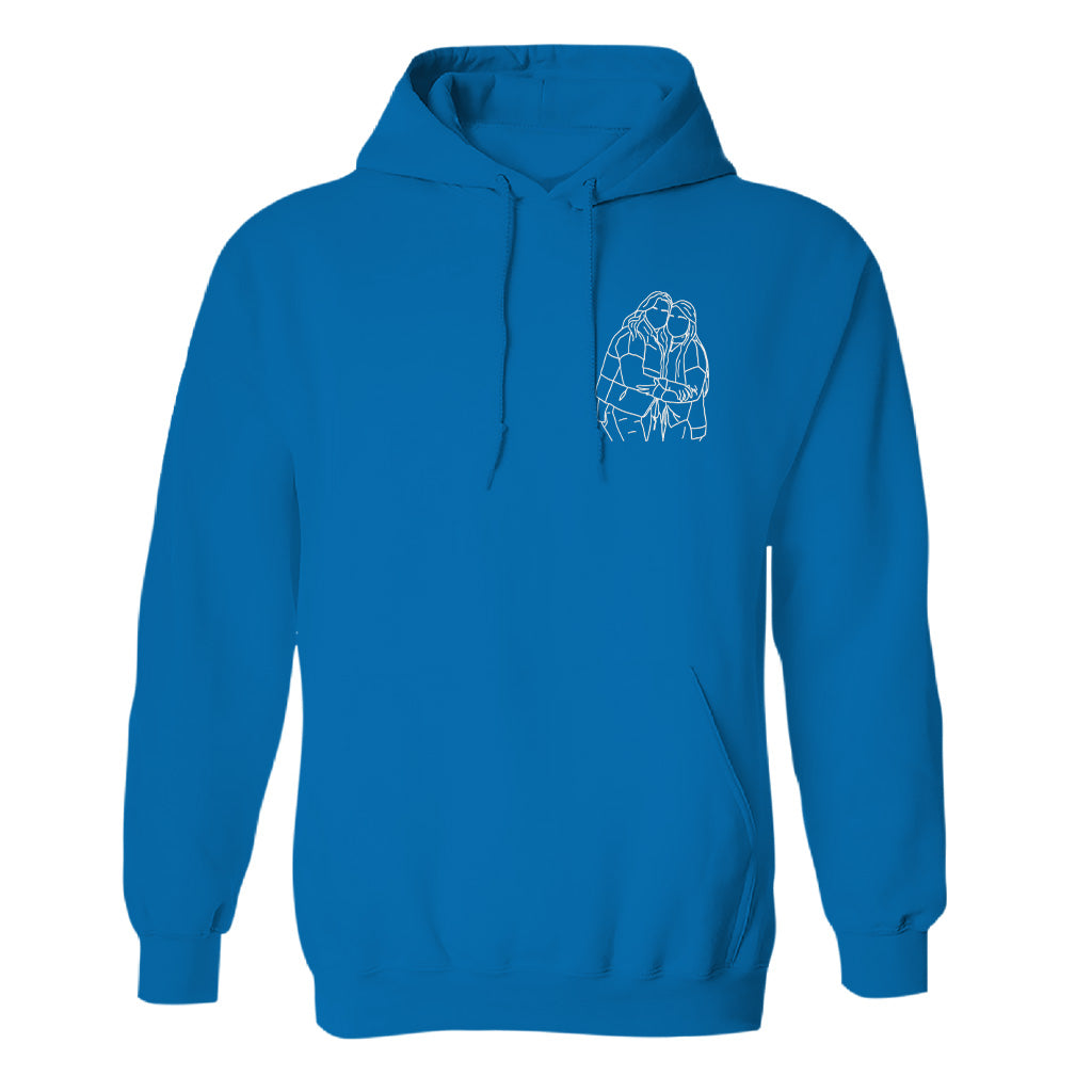Custom Line Art - Personalized Bestie Embroidered Hoodie