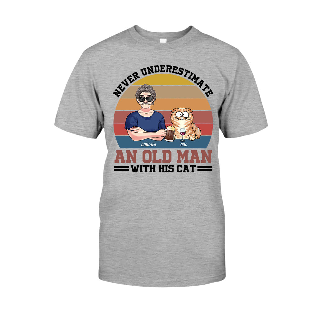 Never Underestimate An Old Man With His Cats - Personalized Cat T-shirt & Hoodie