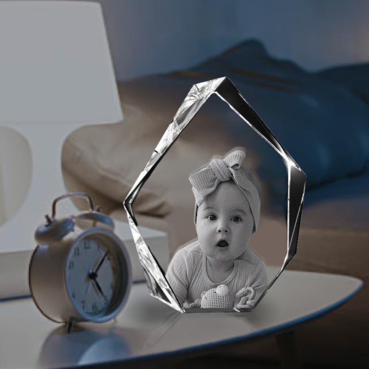 Lampe en cristal 3D en forme d'iceberg avec gravure laser personnalisée pour nouveau-né