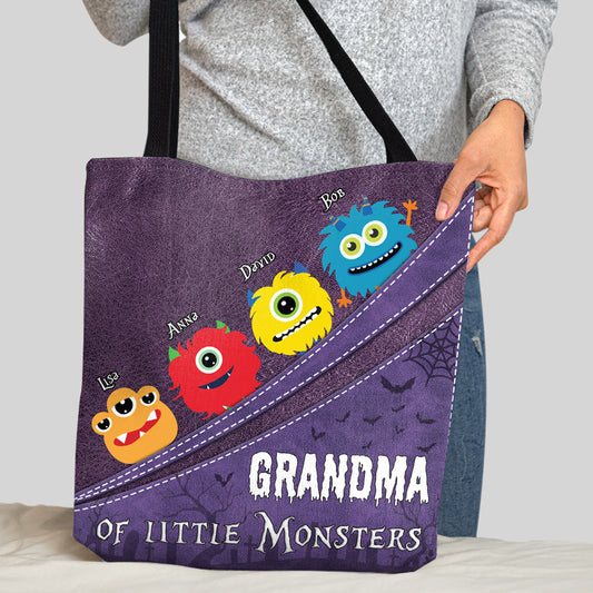 Grandma Of Little Monsters - Personalized Grandma Tote Bag