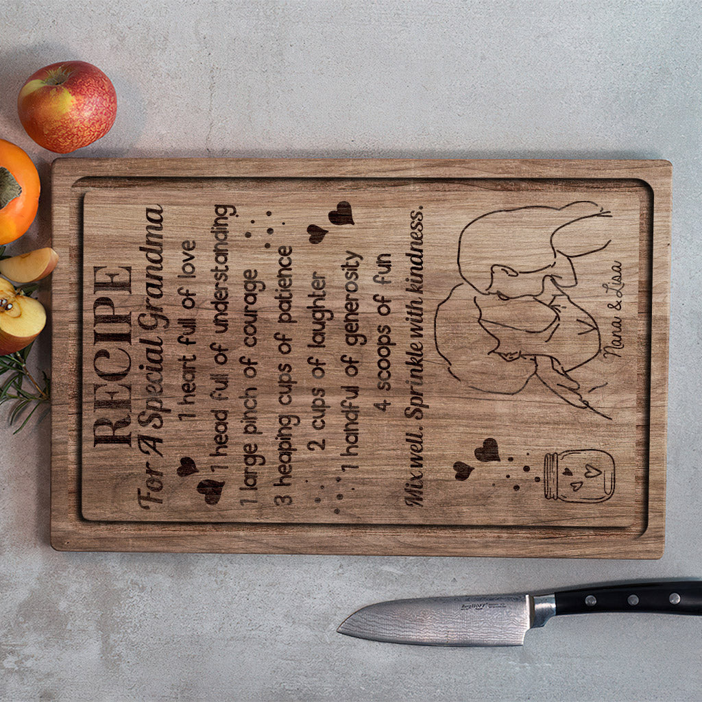 Recipe For A Special Grandma - Gift for grandma - Personalized Cutting Board