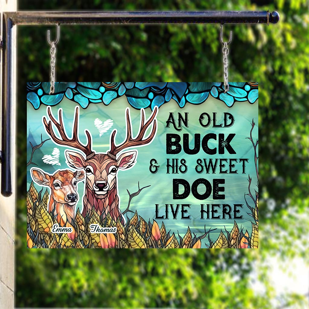 Live Here - Personalized Hunting Rectangle Metal Sign