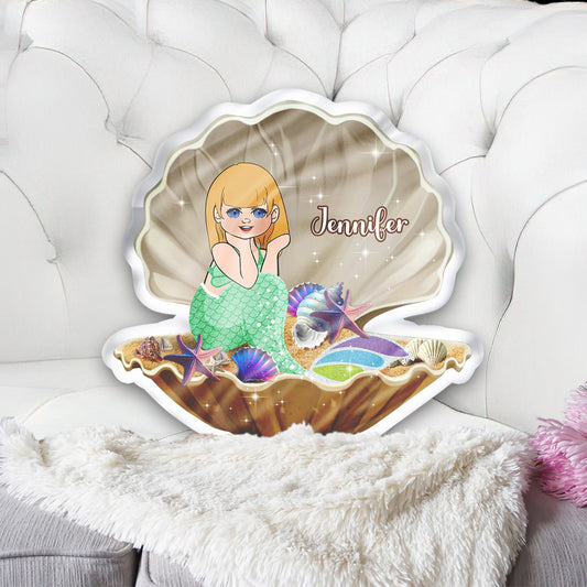 Little Mermaid - Personalized Family Shaped Pillow