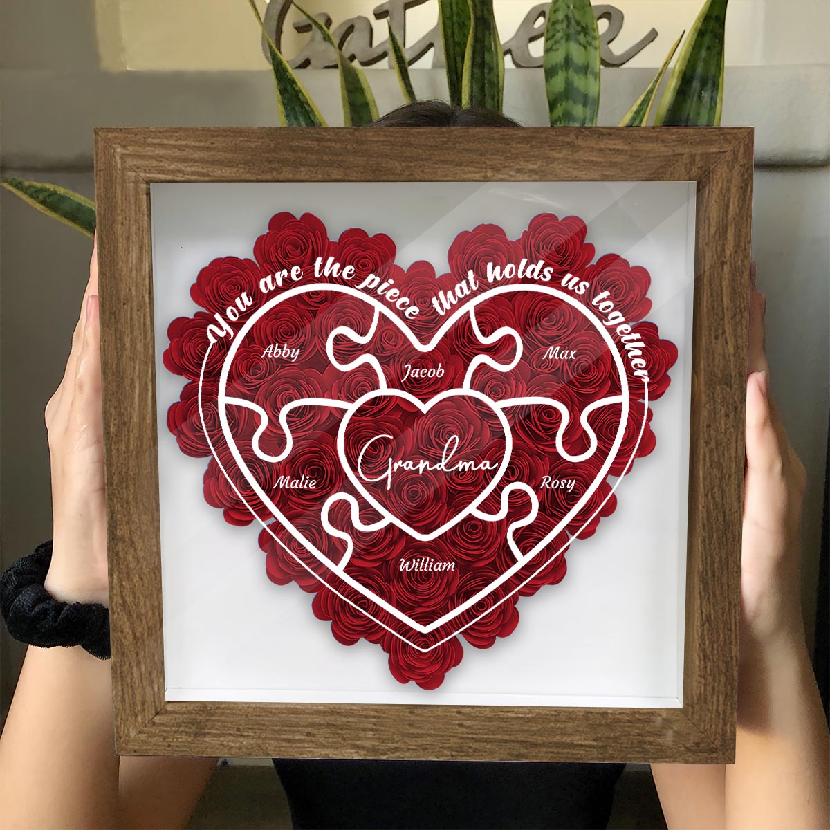 Mom You Are The Piece - Gift for mom, grandma, aunt, aunt, dad - Personalized Flower Shadow Box