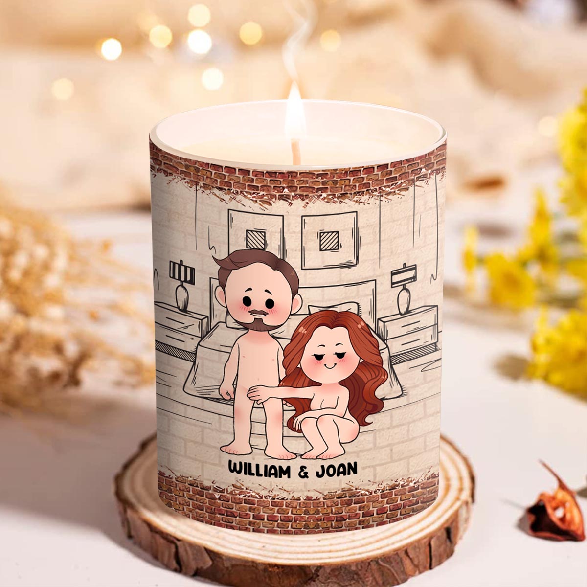 When This Candle Is Lid - Personalized Couple Candle With Wooden Lid