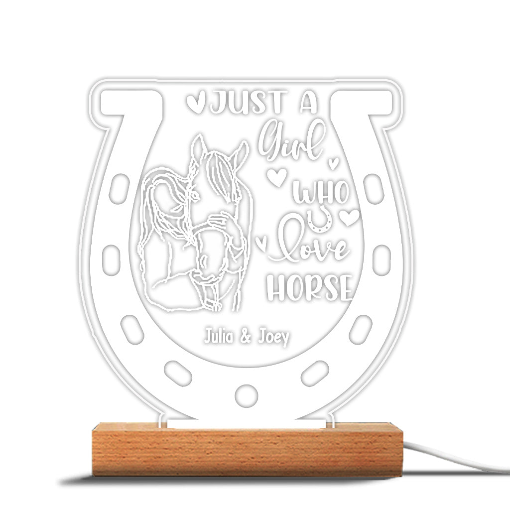 Just A Girl Who Loves Horse - Personalized Horse Shaped Plaque Light Base