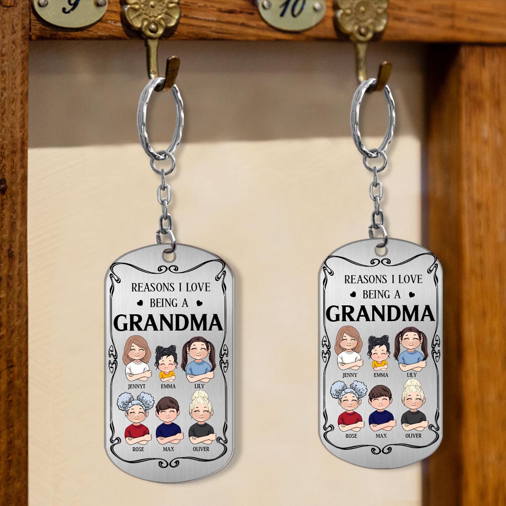 Resons I Love Being A Poppy - Gift for grandpa, grandma, mom, dad, uncle, aunt, brother, sister - Personalized Stainless Steel Keychain