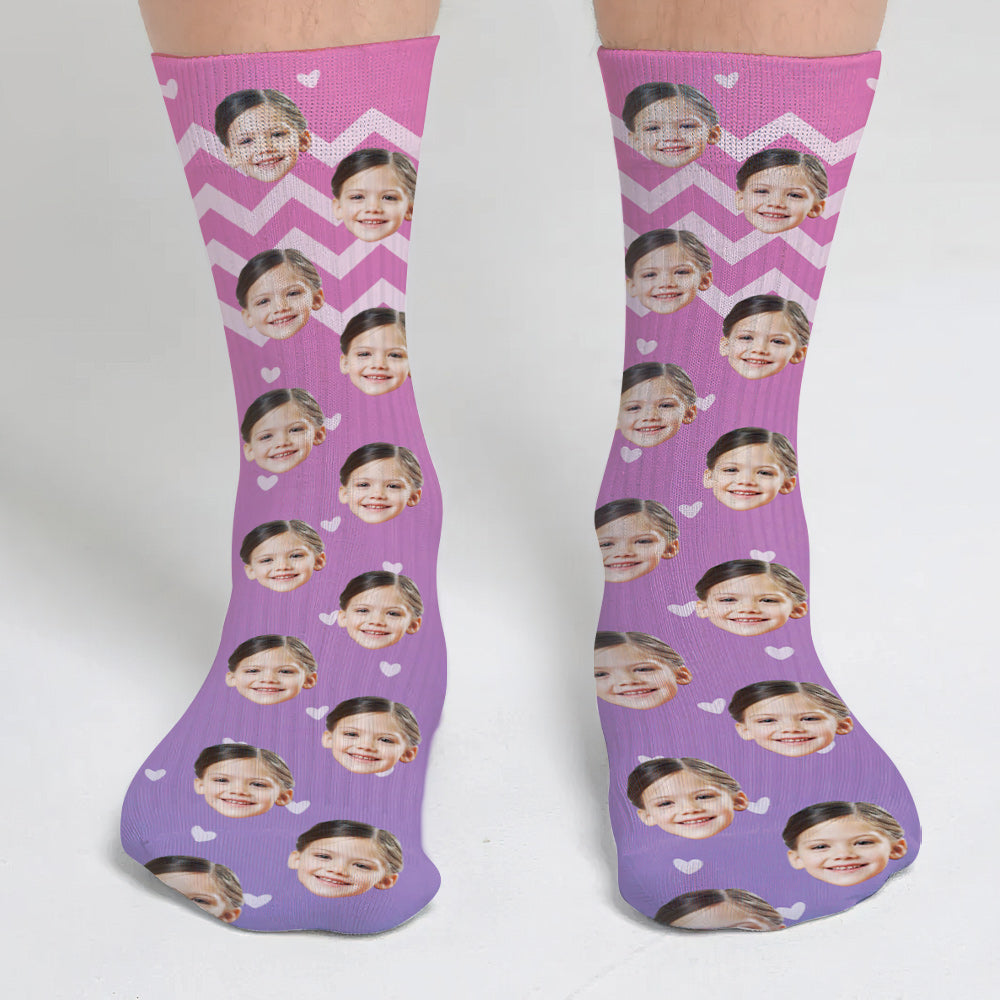 Custom Face Purple Pattern - Personalized granddaughter Socks