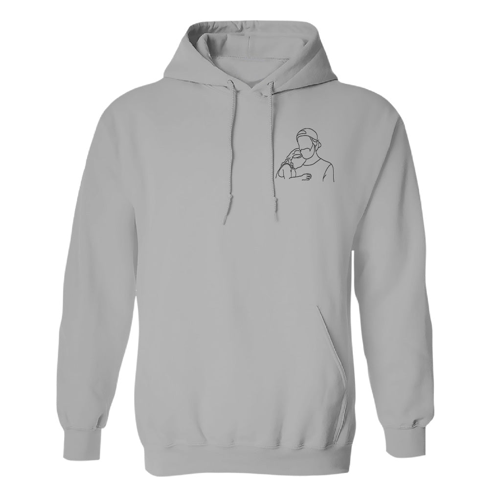 Custom Line Art - Personalized Father Embroidered Hoodie