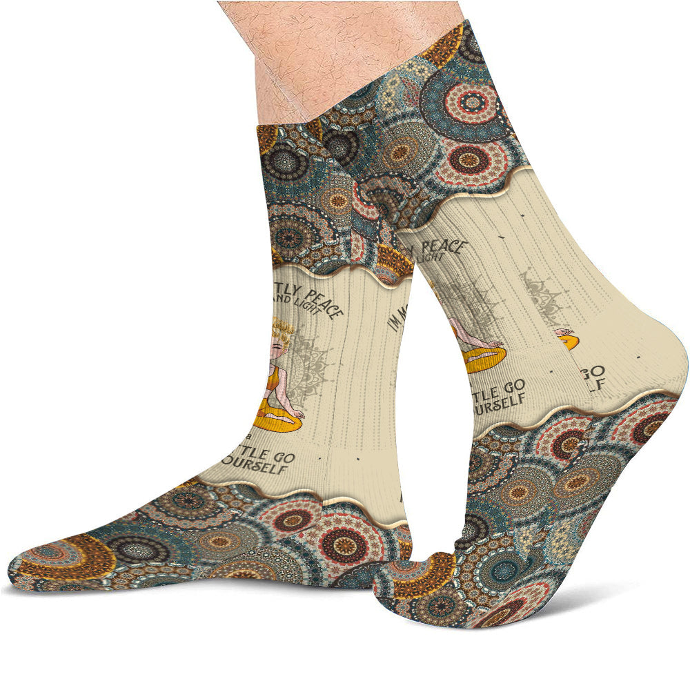 I'm Mostly Peace Love And Light - Personalized Yoga Socks