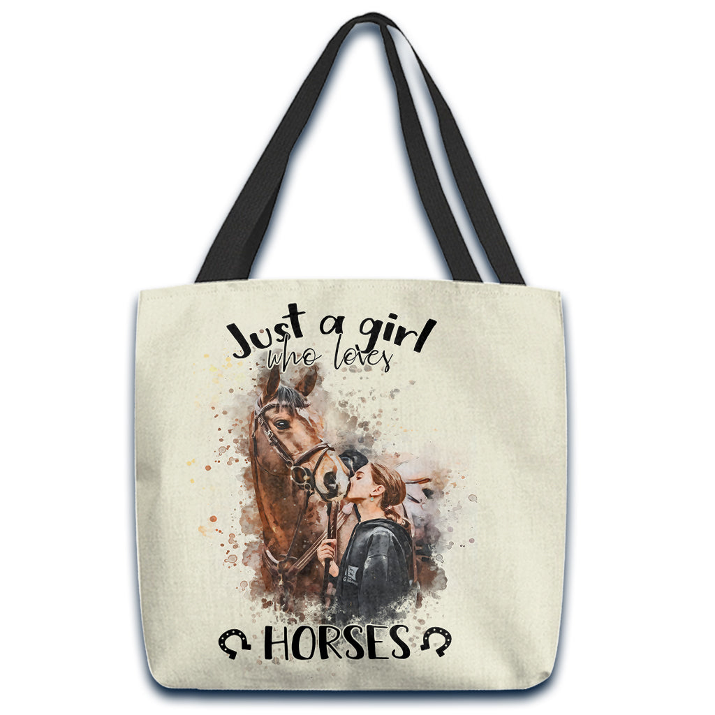 Just A Girl Who Loves Horses - Personalized Horse Tote Bag