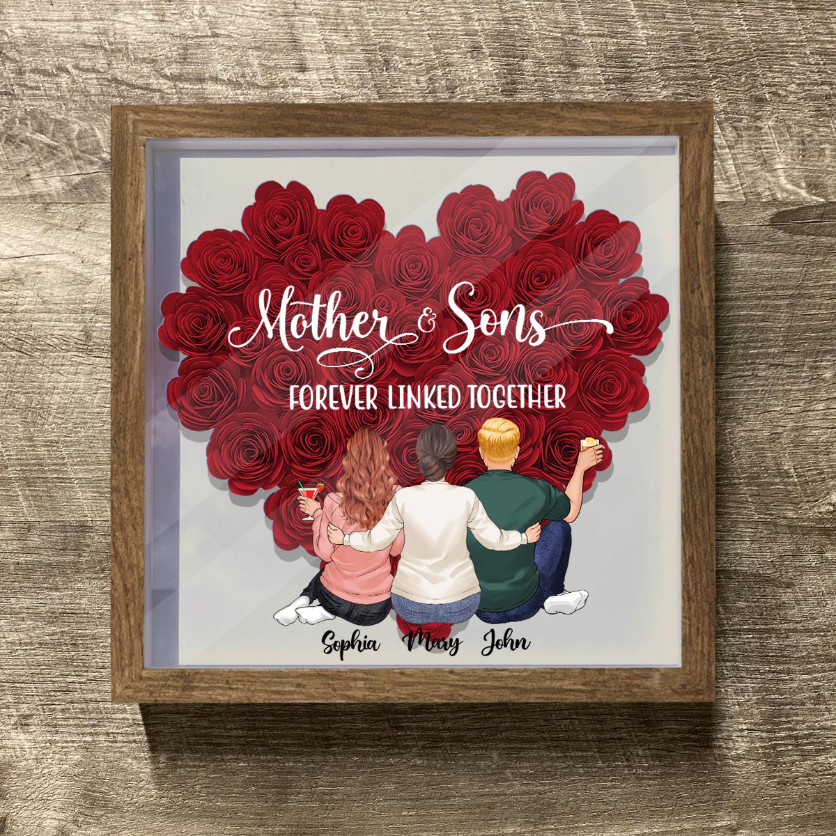 Mother And Daughters - Gift for mom, daughter, son - Personalized Flower Shadow Box
