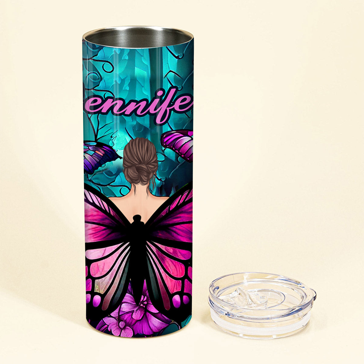 Butterfly Girl - Butterfly gift for her - Personalized Skinny Tumbler