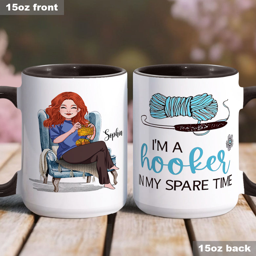 I'm A Hooker On My Spare Time - Personalized Crocheting Accent Mug