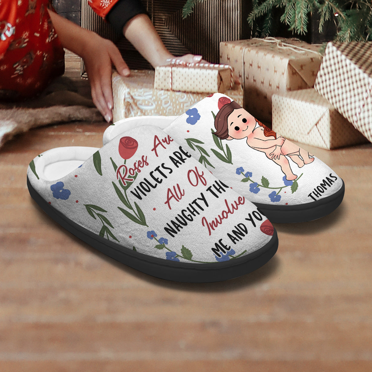 Roses Are Red - Personalized Couple Slippers