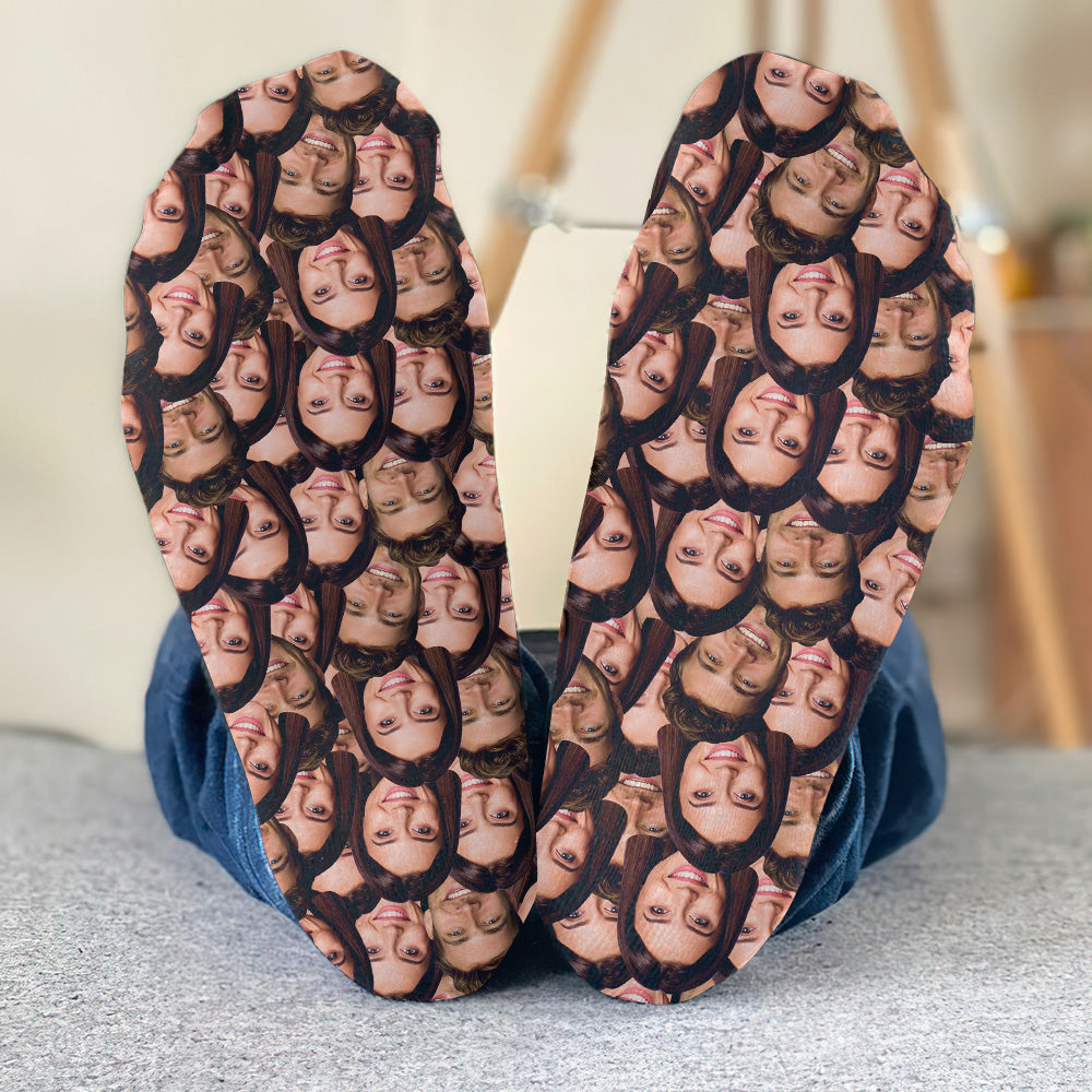 Customizable Printed Face Socks - Personalized Couple Socks