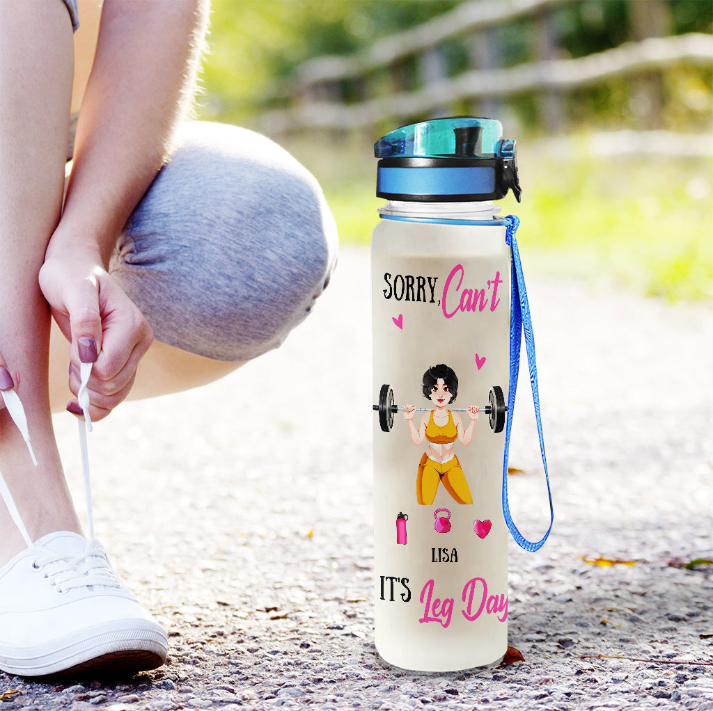 Tut mir leid, geht nicht, heute ist Beintag – Personalisierte Fitness-Wasserflasche mit Tracker